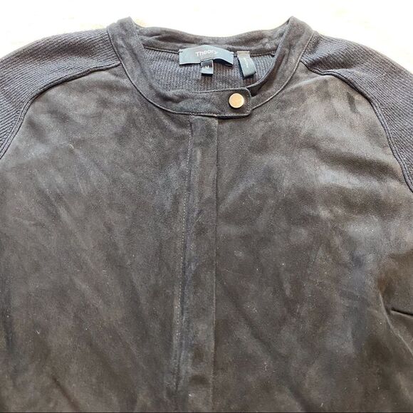 Theory Dorynth Ether Suede Front Moto Jacket Size Medium. - Picture 6 of 12